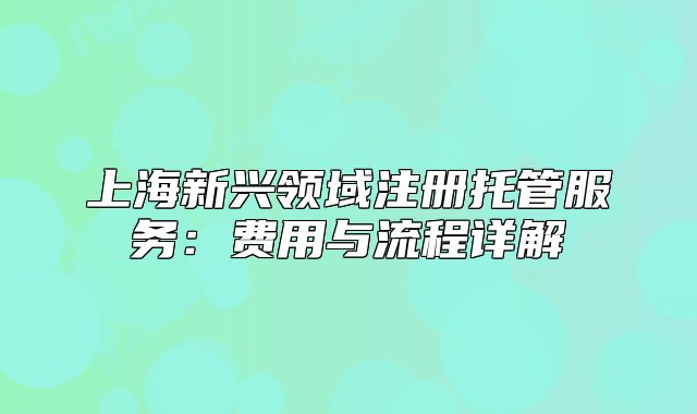 上海新兴领域注册托管服务:费用与流程详解