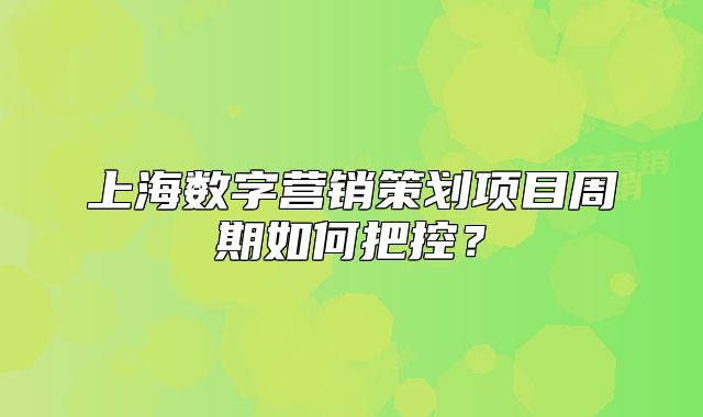 上海数字营销策划项目周期如何把控？