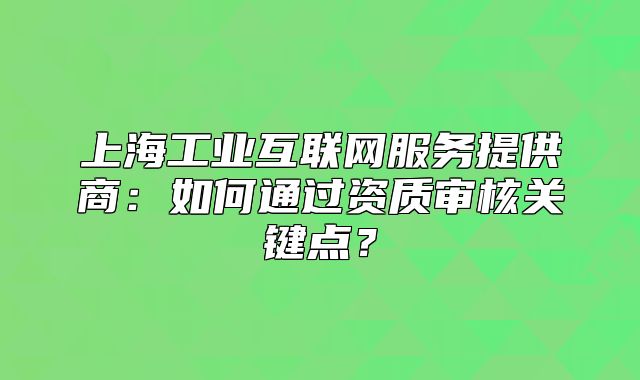 上海工业互联网服务提供商：如何通过资质审核关键点？