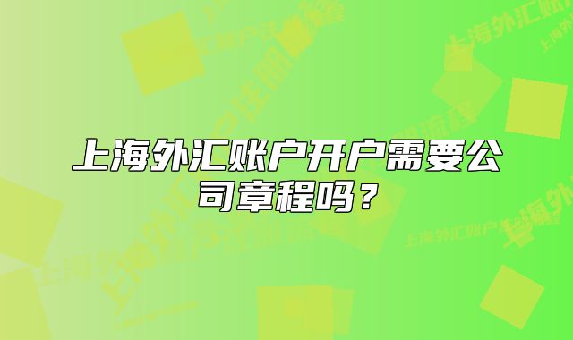 上海外汇账户开户需要公司章程吗?