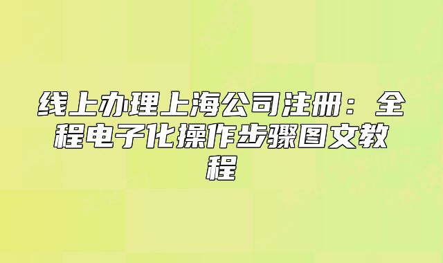 线上办理上海公司注册:全程电子化操作步骤图文教程