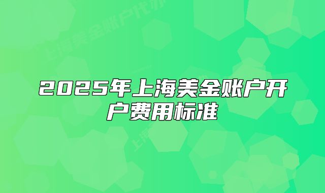 2025年上海美金账户开户费用标准