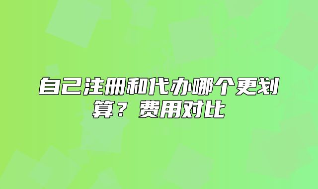 自己注册和代办哪个更划算?费用对比