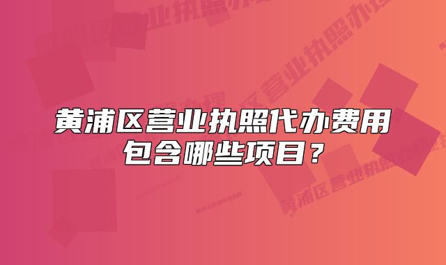 黄浦区营业执照代办费用包含哪些项目？