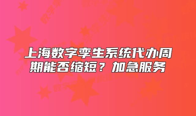 上海数字孪生系统代办周期能否缩短?加急服务