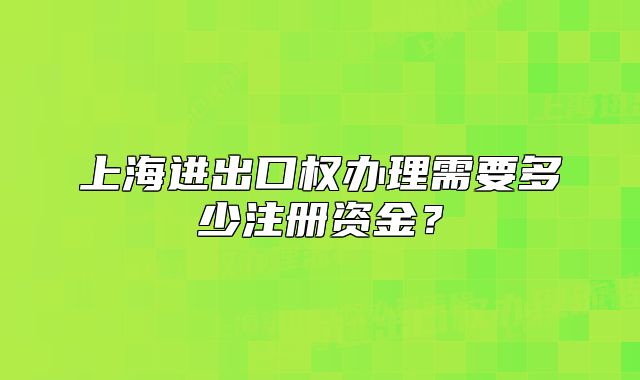 上海进出口权办理需要多少注册资金?