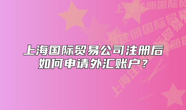 上海国际贸易公司注册后如何申请外汇账户？