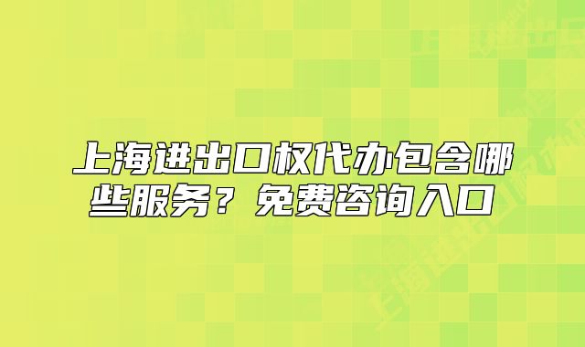 上海进出口权代办包含哪些服务?免费咨询入口
