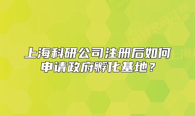 上海科研公司注册后如何申请政府孵化基地?