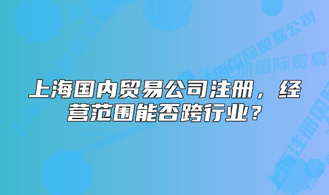 上海国内贸易公司注册，经营范围能否跨行业？