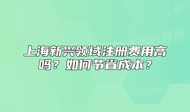 上海新兴领域注册费用高吗?如何节省成本?