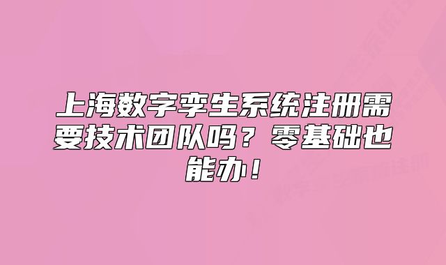 上海数字孪生系统注册需要技术团队吗?零基础也能办!