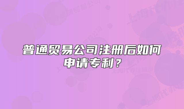 普通贸易公司注册后如何申请专利?