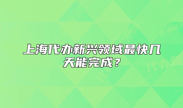 上海代办新兴领域最快几天能完成?
