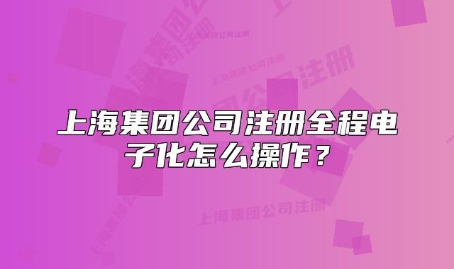 上海集团公司注册全程电子化怎么操作?