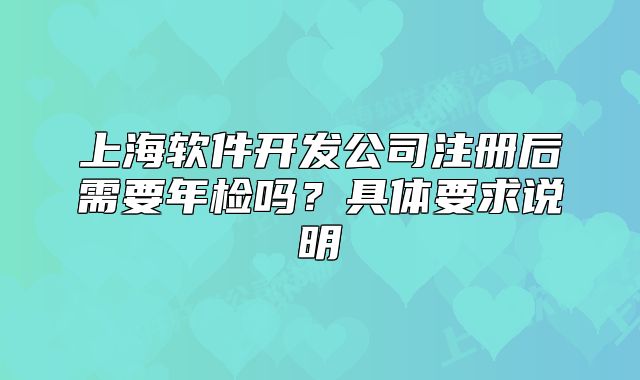 上海软件开发公司注册后需要年检吗?具体要求说明