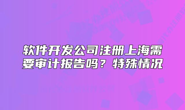 软件开发公司注册上海需要审计报告吗?特殊情况