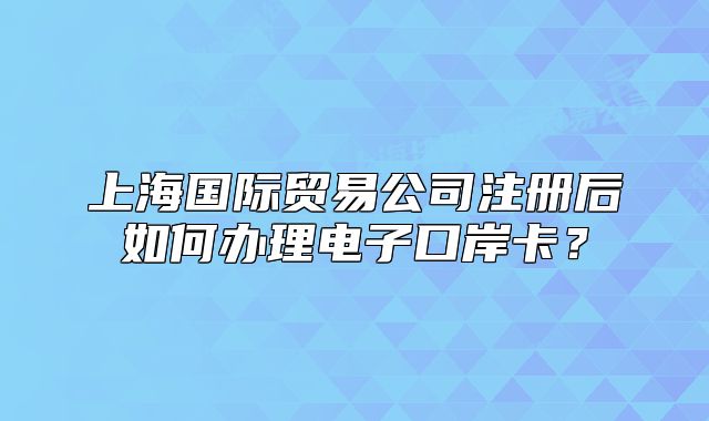 上海国际贸易公司注册后如何办理电子口岸卡?
