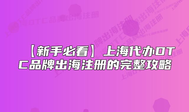 【新手必看】上海代办DTC品牌出海注册的完整攻略