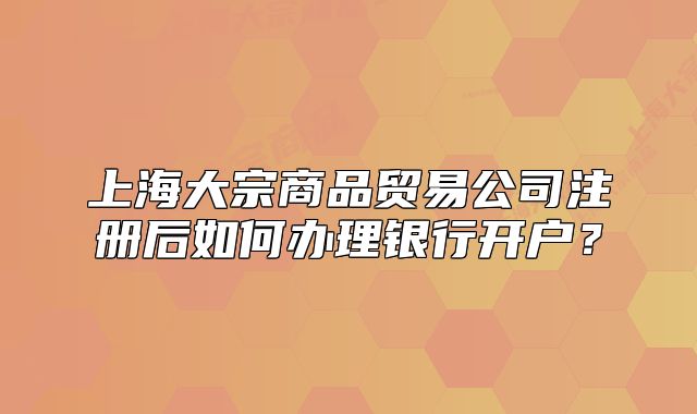 上海大宗商品贸易公司注册后如何办理银行开户?