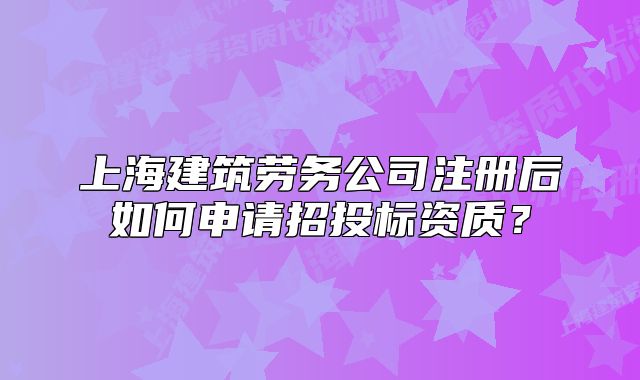 上海建筑劳务公司注册后如何申请招投标资质?