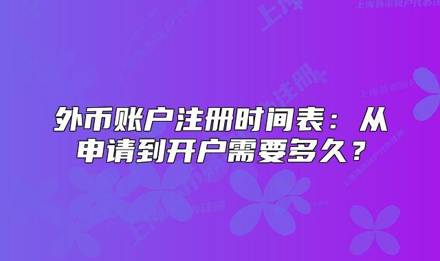 外币账户注册时间表:从申请到开户需要多久?