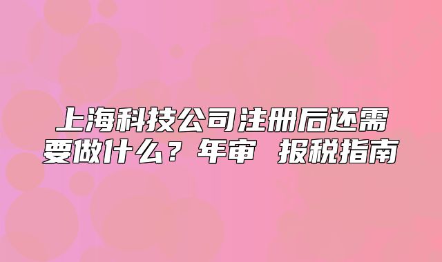 上海科技公司注册后还需要做什么?年审 报税指南