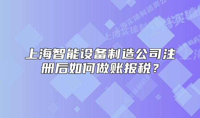 上海智能设备制造公司注册后如何做账报税?