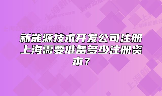 新能源技术开发公司注册上海需要准备多少注册资本?