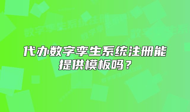 代办数字孪生系统注册能提供模板吗?