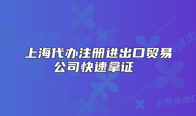 上海代办注册进出口贸易公司快速拿证 