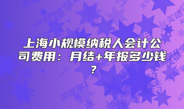 上海小规模纳税人会计公司费用:月结+年报多少钱?