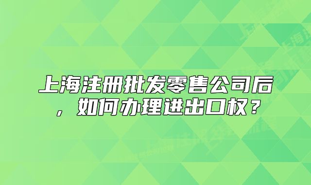 上海注册批发零售公司后,如何办理进出口权?