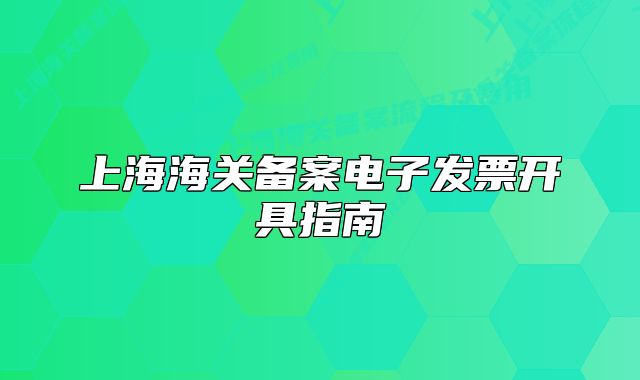 上海海关备案电子发票开具指南