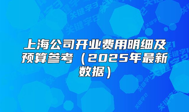上海公司开业费用明细及预算参考(2025年最新数据)