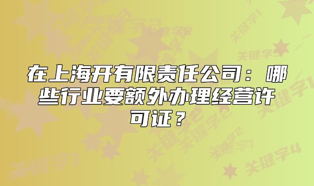在上海开有限责任公司：哪些行业要额外办理经营许可证？