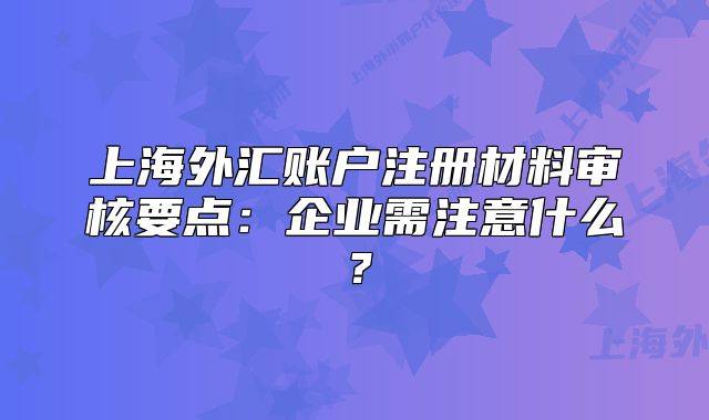 上海外汇账户注册材料审核要点：企业需注意什么？