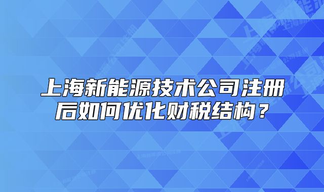 上海新能源技术公司注册后如何优化财税结构?