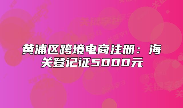 黄浦区跨境电商注册：海关登记证5000元