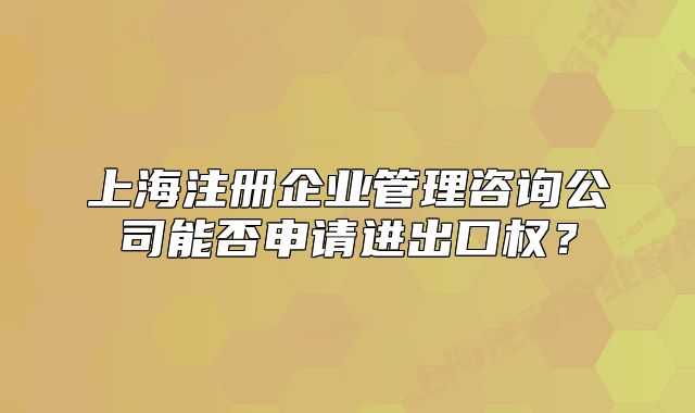 上海注册企业管理咨询公司能否申请进出口权？