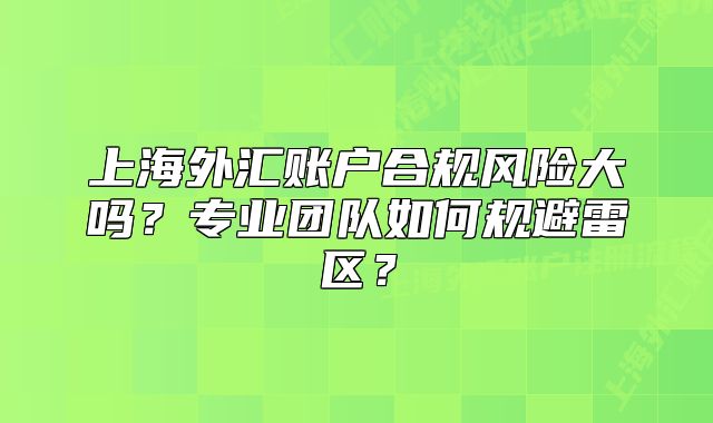 上海外汇账户合规风险大吗?专业团队如何规避雷区?