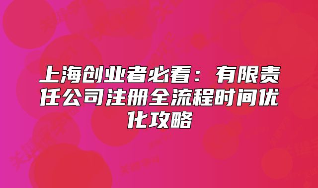 上海创业者必看:有限责任公司注册全流程时间优化攻略