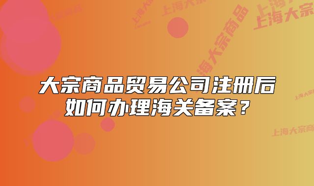 大宗商品贸易公司注册后如何办理海关备案？