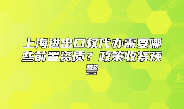 上海进出口权代办需要哪些前置资质?政策收紧预警