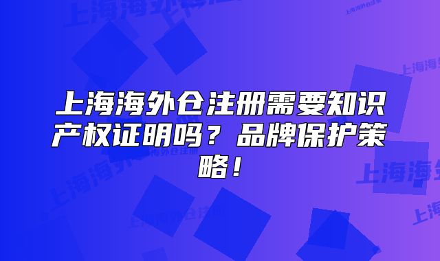 上海海外仓注册需要知识产权证明吗?品牌保护策略!