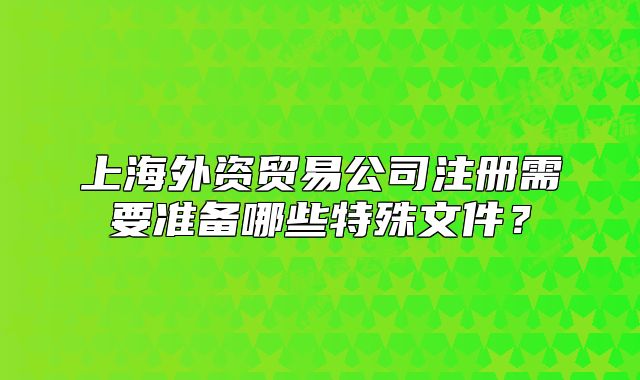 上海外资贸易公司注册需要准备哪些特殊文件?