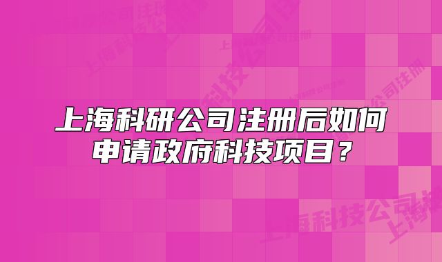 上海科研公司注册后如何申请政府科技项目?