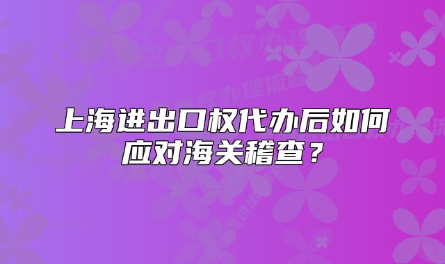 上海进出口权代办后如何应对海关稽查?