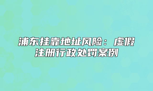 浦东挂靠地址风险：虚假注册行政处罚案例
