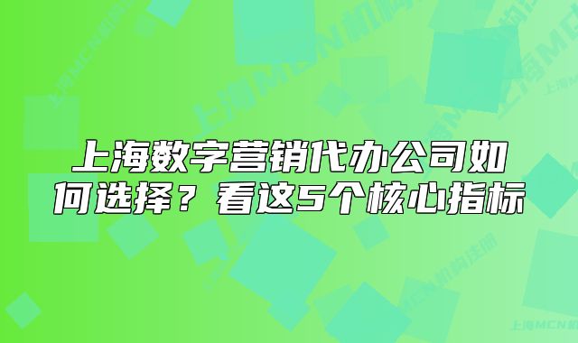 上海数字营销代办公司如何选择？看这5个核心指标